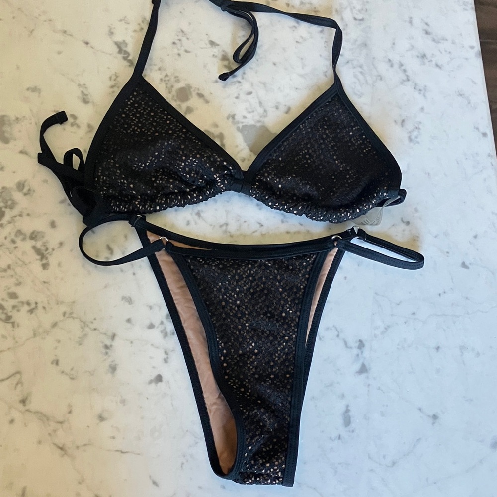 Black Nude Triangle Bikini Set
